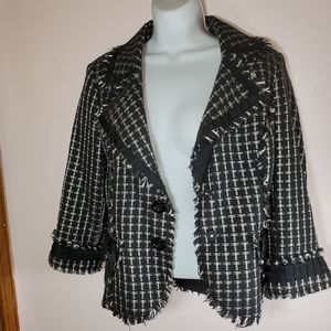 WHBM TWEED FRINGE JACKET